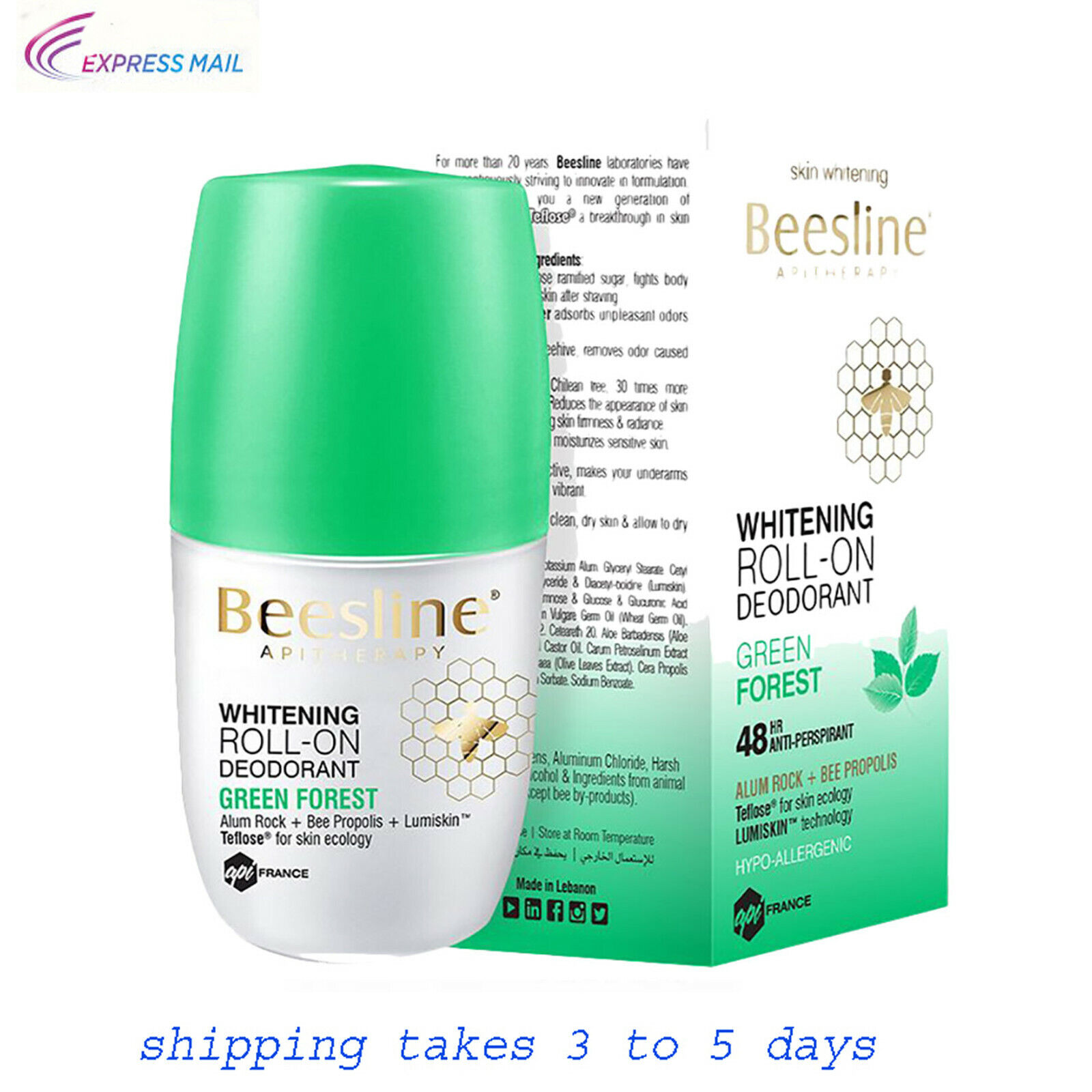 Beesline Natural Whitening Roll-on deo Green Forest