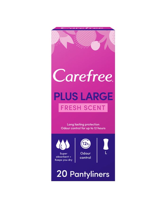 CAREFREE plus large fresh scent pantyliners 20's