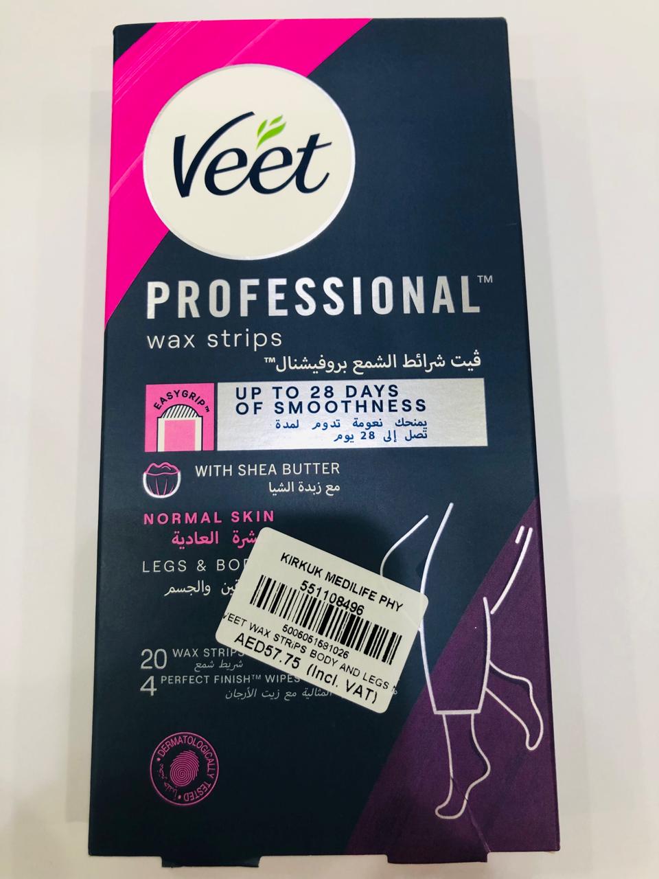 VEET Professional wax strips (legs & body) normal skin 20's