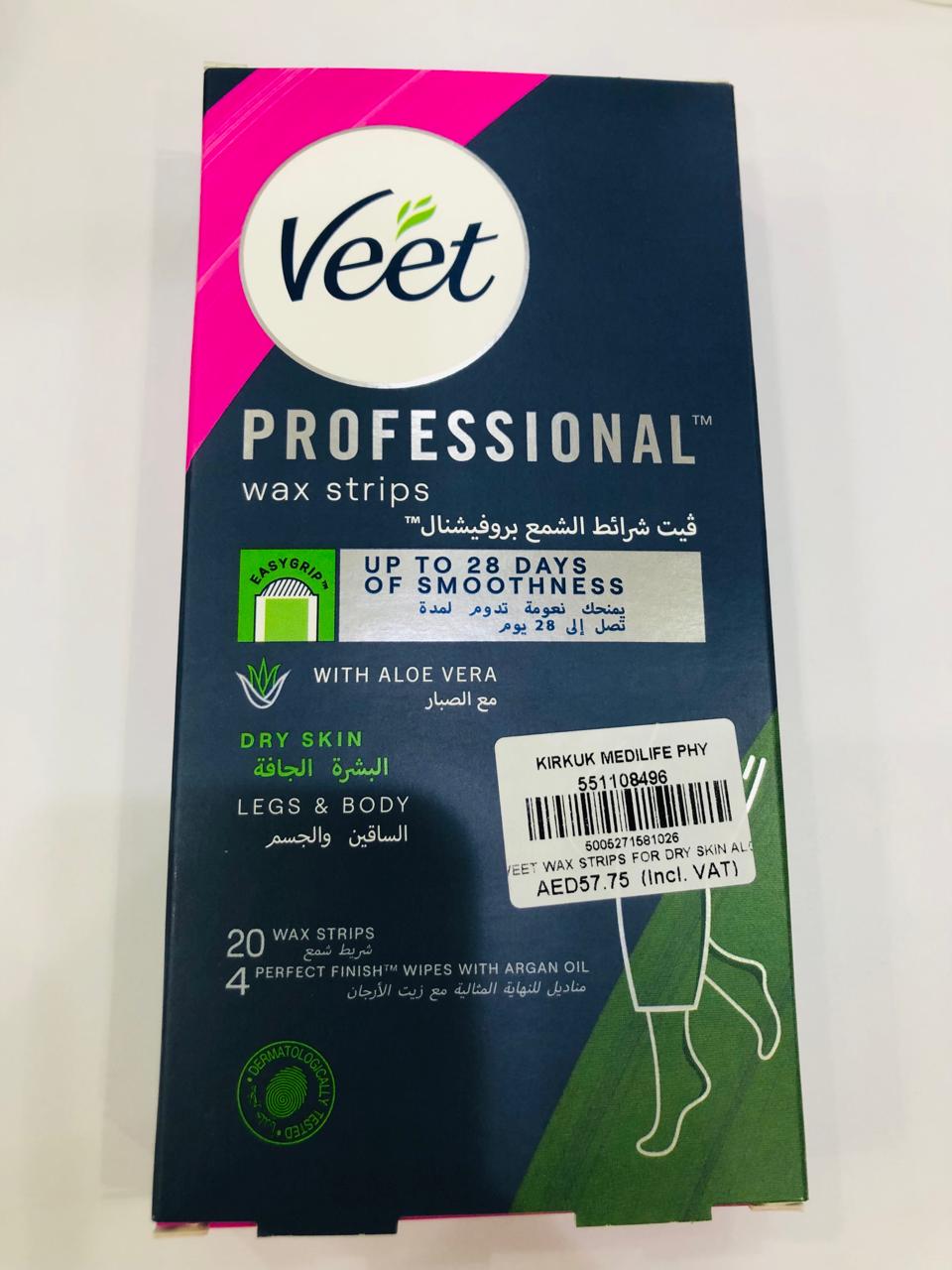 VEET Professional wax strips (legs & body) dry skin 20's
