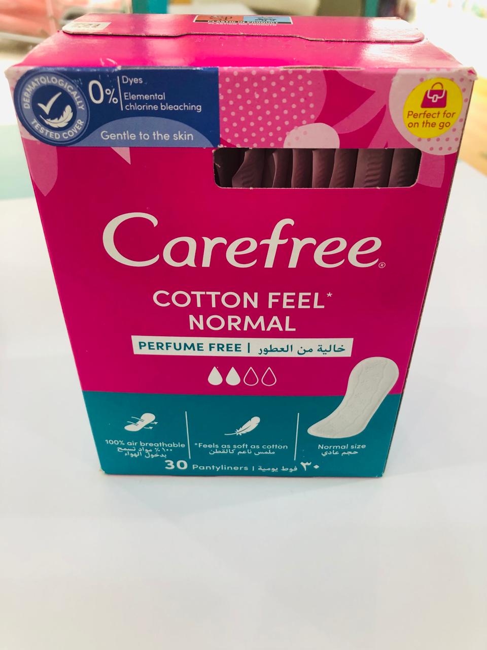 CAREFREE cotton feel normal perfume free pantyliners 30's